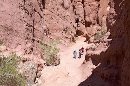 People along the Quebrada de las Conchas in the Calchaqui Valley, near Cafayate, Argentina. It is a...