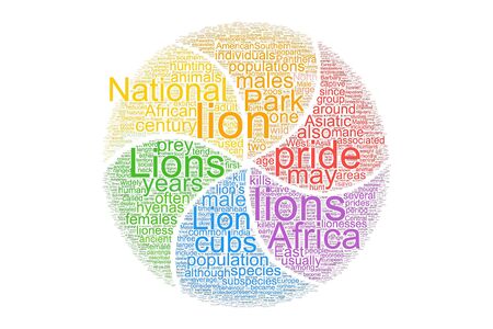 Lion colors word cloud on the isolated background