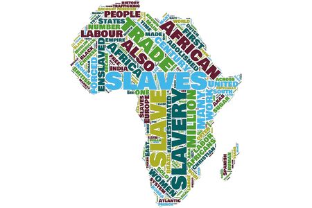 Slavery Africa map word cloud on the isolated backgroundの写真素材