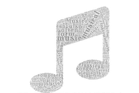 Music word cloud on the isolated backgroundの写真素材