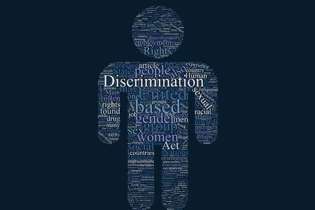 Discrimination man shape word cloud on the isolated backgroundの写真素材