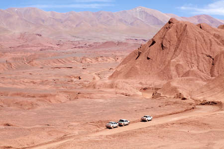 Desierto del Diablo, Devil Desert, landscape in Puna de Atacama, Argentina. It is a giant desolate place. This red landscape seem from the another planet.のeditorial素材