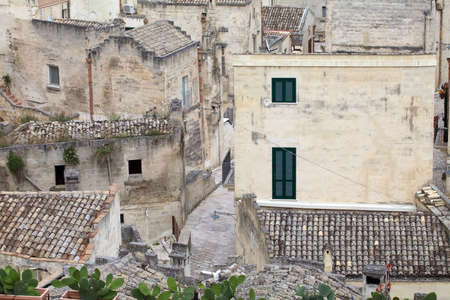 The Sassi of Matera in Matera, Italy. The Sassi of Matera are two district, Sasso Caveoso and Sasso...