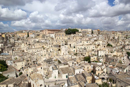 The Sassi of Matera in Matera, Italy. The Sassi of Matera are two district, Sasso Caveoso and Sasso...