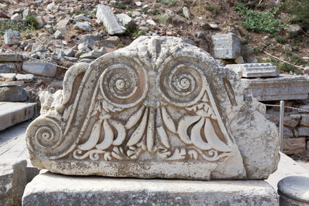 Ephesus archaeological site, Turkey. Ephesus was inscribed on  list in 2015. It is on the coast of Ionia, in Izmir Province was built in the 10th century BC on the site of the former Arzawan capital by Attic and Ionian Greek colonistsの写真素材