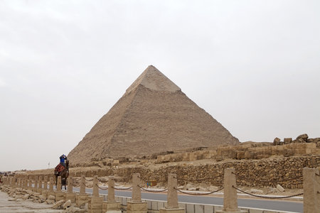 The Pyramid of Khefre at the Giza Pyramid Complex in Giza, Egypt, also called the Giza Necropolis....