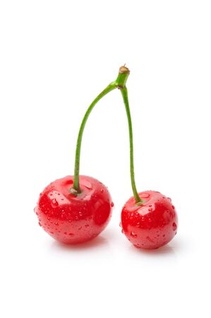 Cherry fruit isolated on white.の写真素材