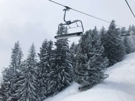 Ski Lift Mountain Snow White Tree Vacation Sky
