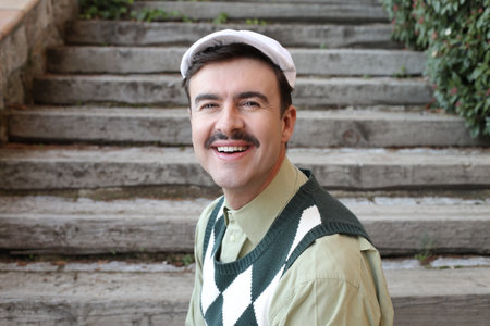 Classic handsome man with a mustacheの写真素材