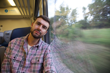 Traveler enjoying a confortable train