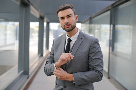 Very attractive worker wearing suit and tieの写真素材