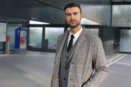 Very attractive worker wearing suit and tieの写真素材