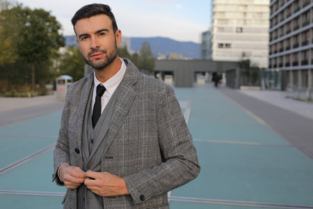 Very attractive worker wearing suit and tieの写真素材