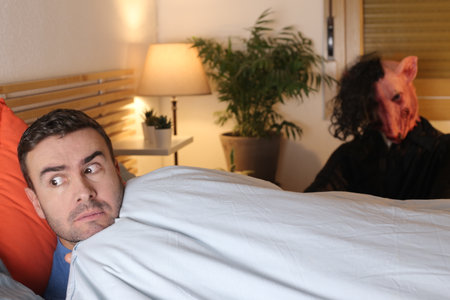 Man and his imaginary monsterの写真素材