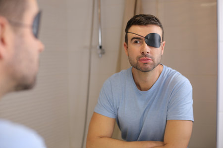 Man wearing a black eyepatchの写真素材