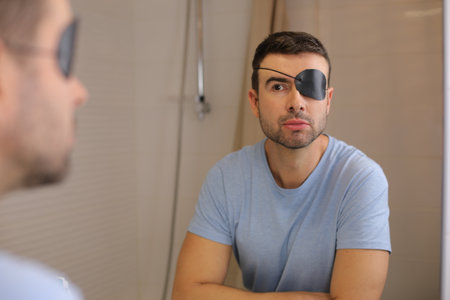 Man wearing a black eyepatchの写真素材