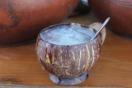An Indonesian traditional drink is know as dawet, types of beverages are usually served in a coconut milk beverage and add brown sugarの写真素材