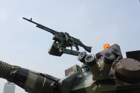 Jakarta, Indonesia, 8 October 2012; gun on the top of tank at the Indonesian Army primary weapons...