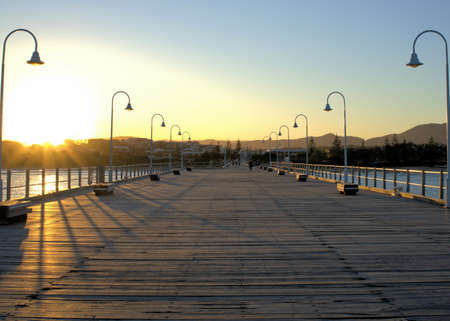 Golden hour Sunset in Coffs Harbour as seen from Jetty, a major tourist attraction in Australiaのeditorial素材