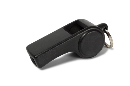 Black whistle on white background