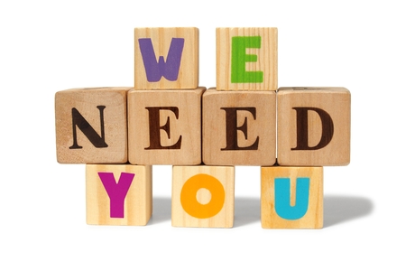 We need you message made from wooden blocksの写真素材