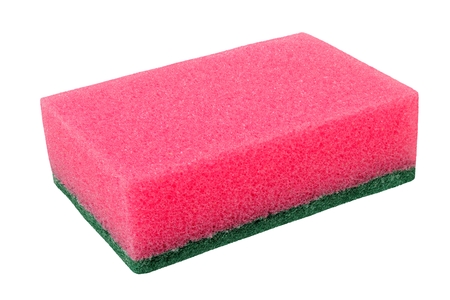 Polyurethane cleaning sponge isolated on white backgroundの写真素材