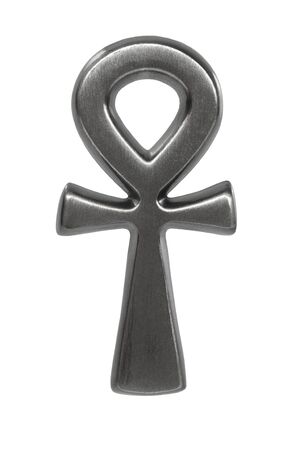 Silver ankh isolated on white backgroundの写真素材