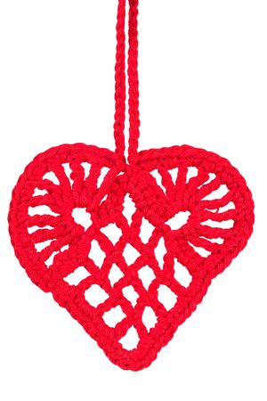 Heart as Christmas tree decoration isolated on white backgroundの写真素材