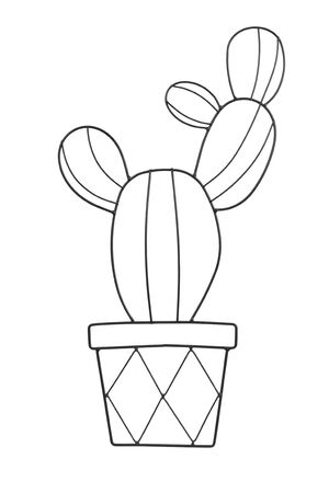 Cactus in a pot wire decoration on white backgroundの写真素材