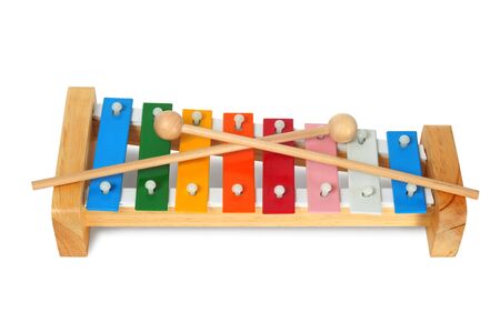 Rainbow xylophone on white backgroundの写真素材