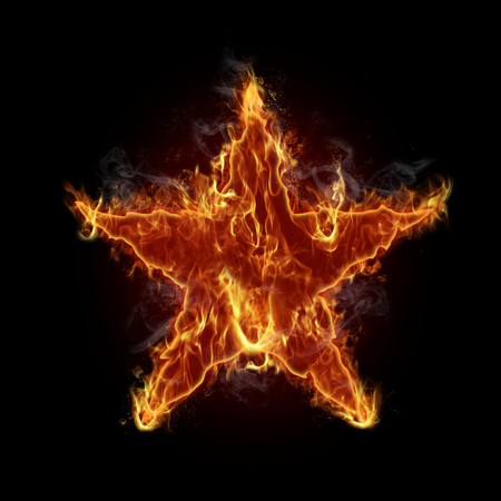 Burning five point starの写真素材