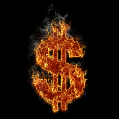 Burning dollar symbolの写真素材