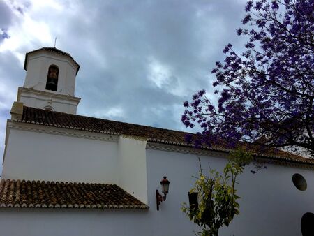 Stormy day over church in Nerja, Andalusiaの素材
