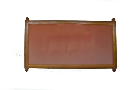 ong announcements of wood on a white background.の写真素材