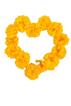 Place a heart-shaped yellow flowers, Valentineの写真素材