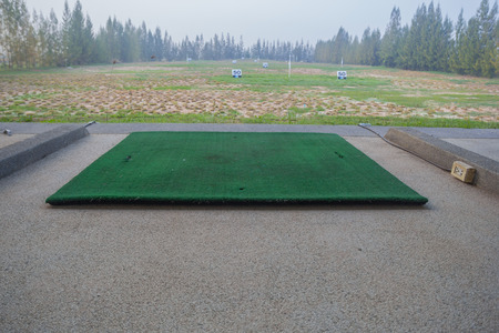 modern golf course driving range,golf practice fields in thailandの写真素材