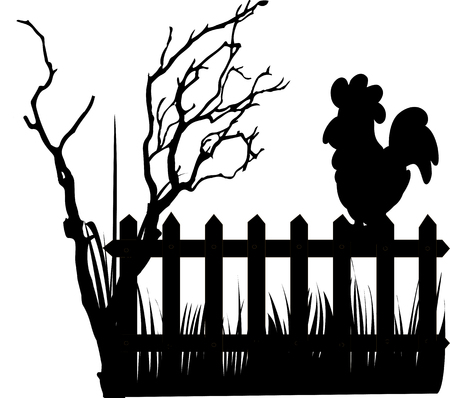 A roster on the fenceのイラスト素材