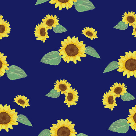 Bright sunflower pattern like summer.
Since it is seamless, you can use it in your favorite size.のイラスト素材