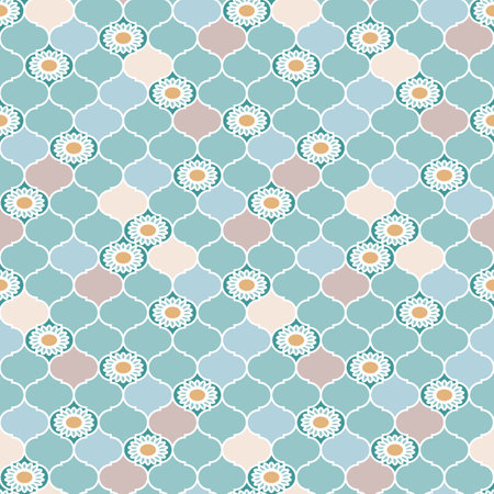 An oriental pattern that combines sunflowers and Moroccan patterns.のイラスト素材