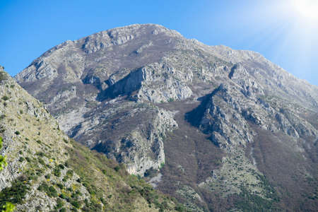 Beautiful landscape. mountain in town Bar. Europe. Montenegro. Day time with bright sun and clear blue sky. Blogger and traveler concept. Must see places,の写真素材