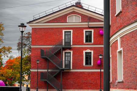 Red Bricked Building In New Holland, Saint Petersburg. Distant Viewの写真素材