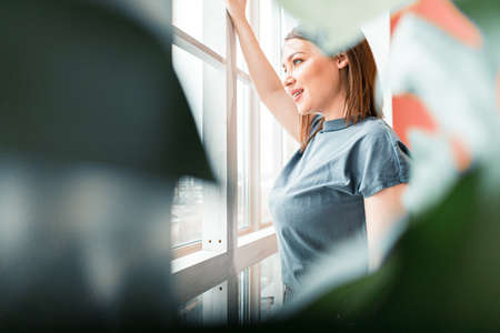Young Attractive Woman Woke Up Early To Begin New Happy Day And Life.