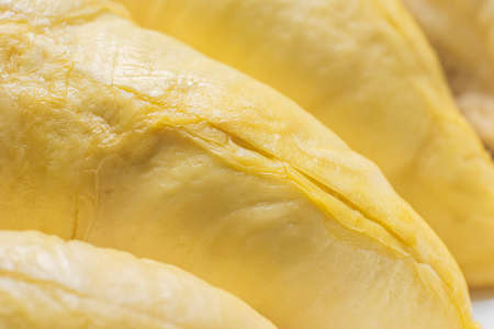 Macro closeup durian fruit texture. Durian king of fruit. Tropical fruit.