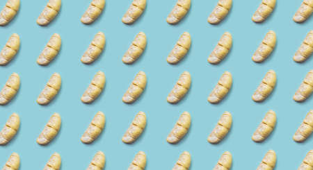 Banner Durian pattern isolated on blue pastel background.の写真素材