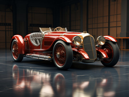 Car indie style retro, in the garage.の素材