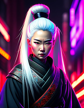 A female samurai portrait.の素材
