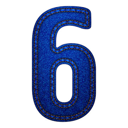 Jeans alphabet letters number 6, Vector illustration modern template designのイラスト素材