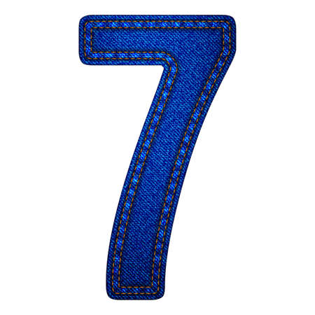 Jeans alphabet letters number 7, denim texture. Vector illustration modern template designのイラスト素材
