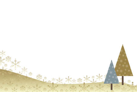 Christmas card of trees and snowflakesのイラスト素材