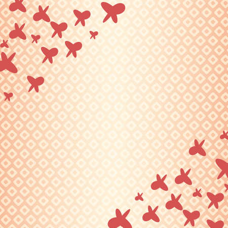 Butterfly Square Banner With Pink Japanese Background Royalty